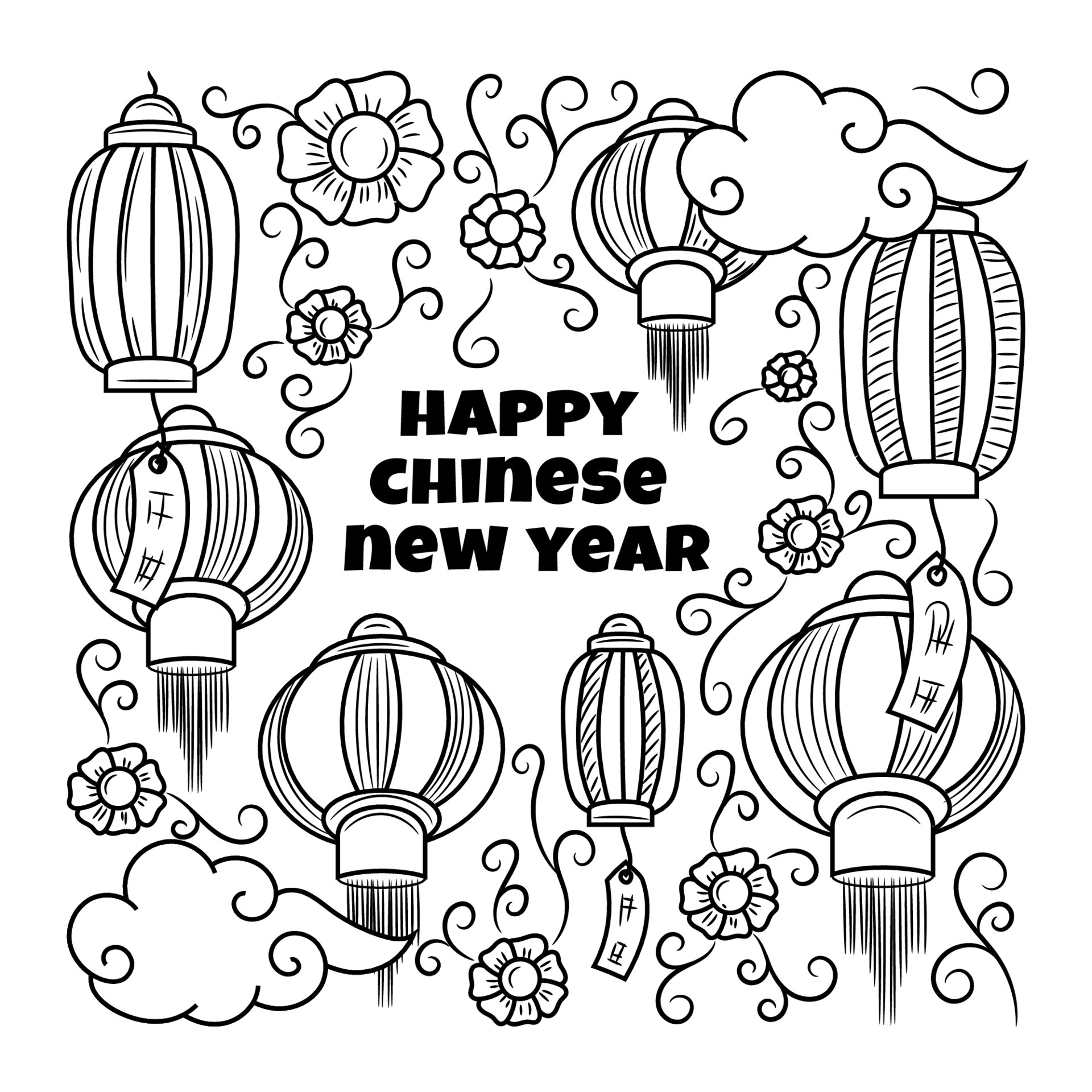 Chinese new year with Hand drawn doodle style 5048242 Vector Art at
