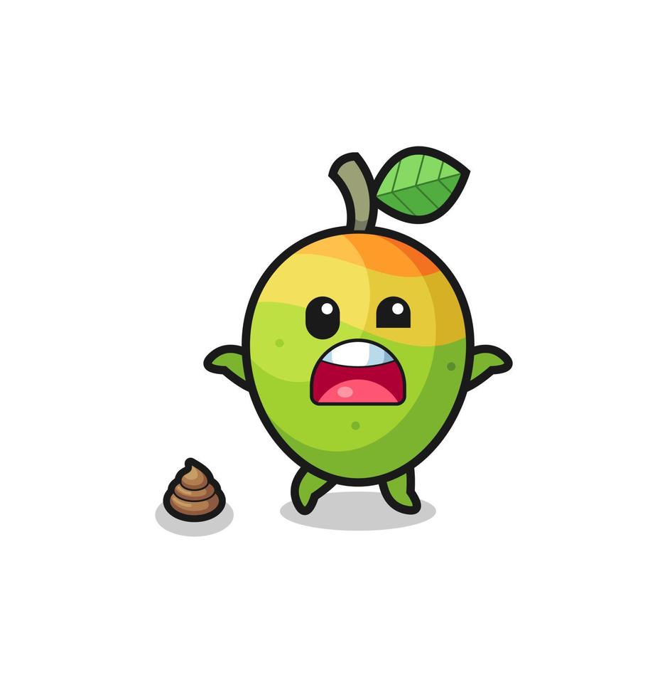 mango earth surprised to meet poop vector
