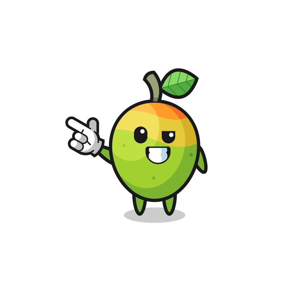 mango mascot pointing top left vector