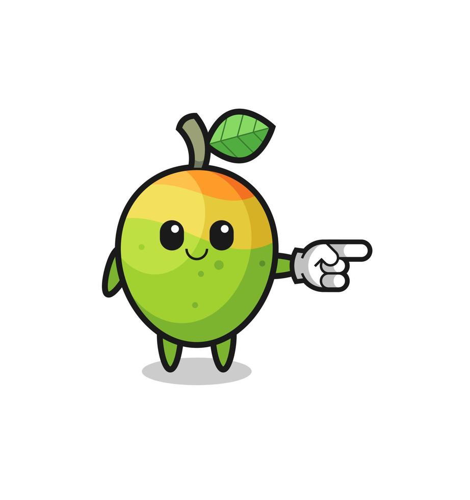 mango mascot with pointing right gesture vector