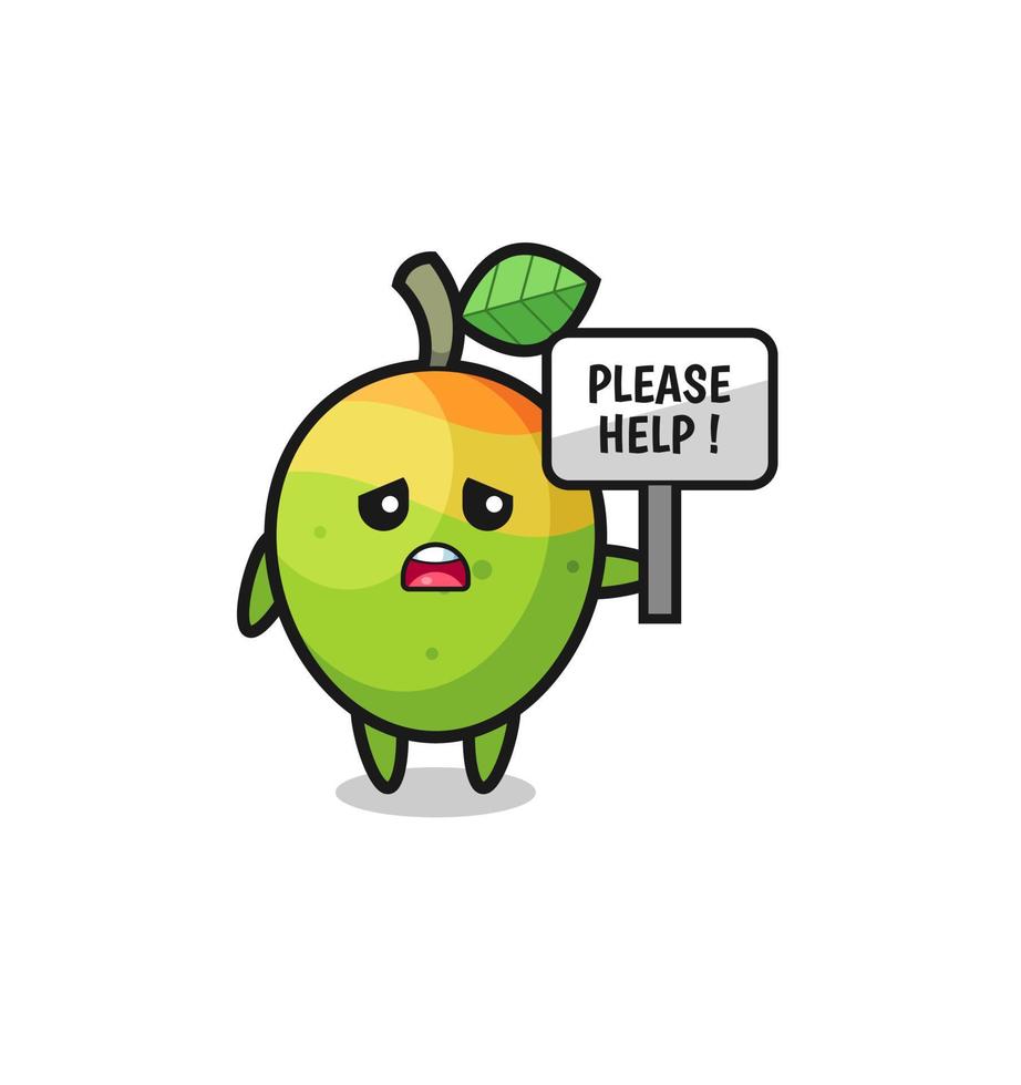cute mango hold the please help banner vector