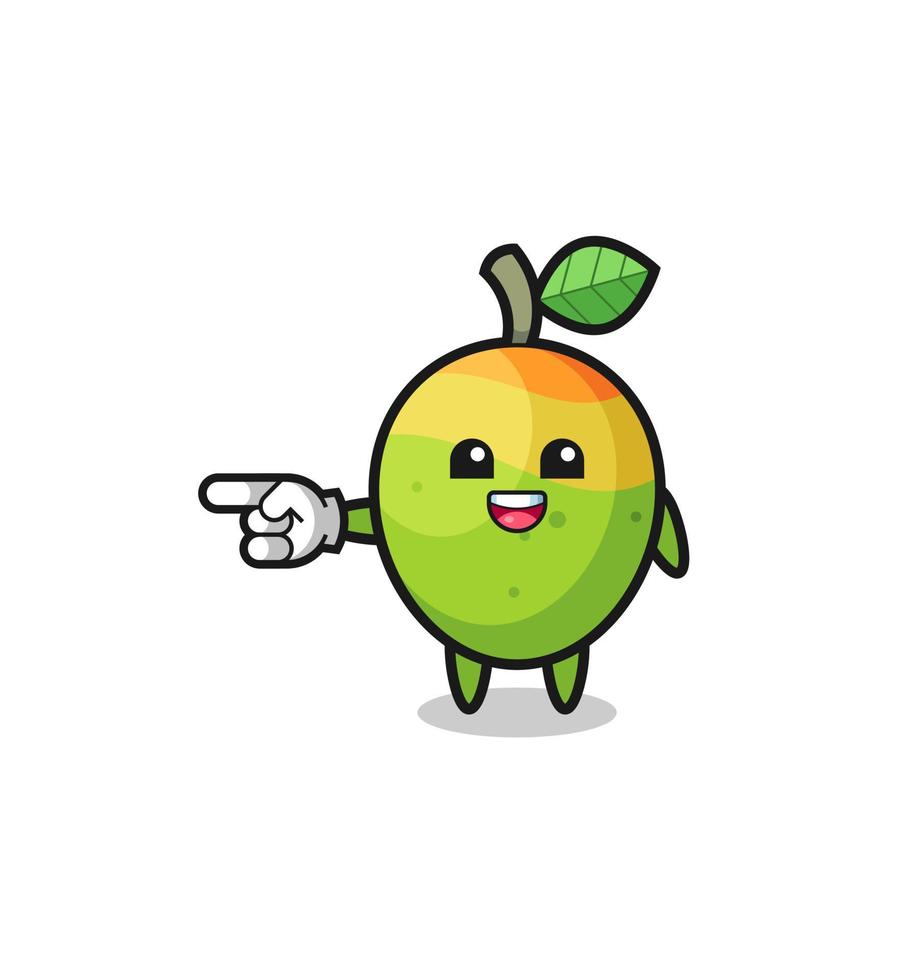 mango cartoon with pointing left gesture vector