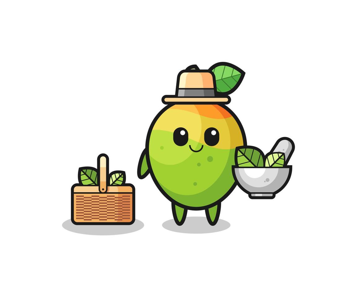 mango herbalist cute cartoon vector