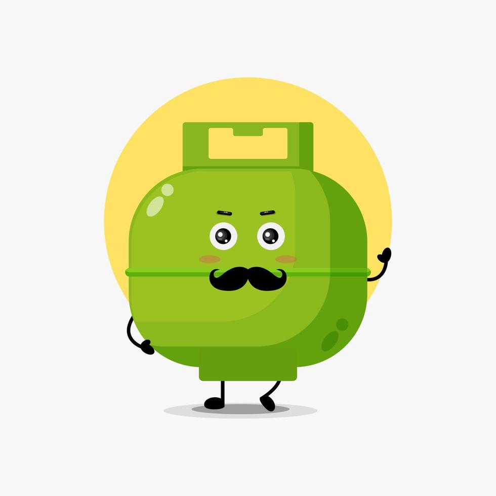 lindo personaje de cilindro de glp con bigote vector