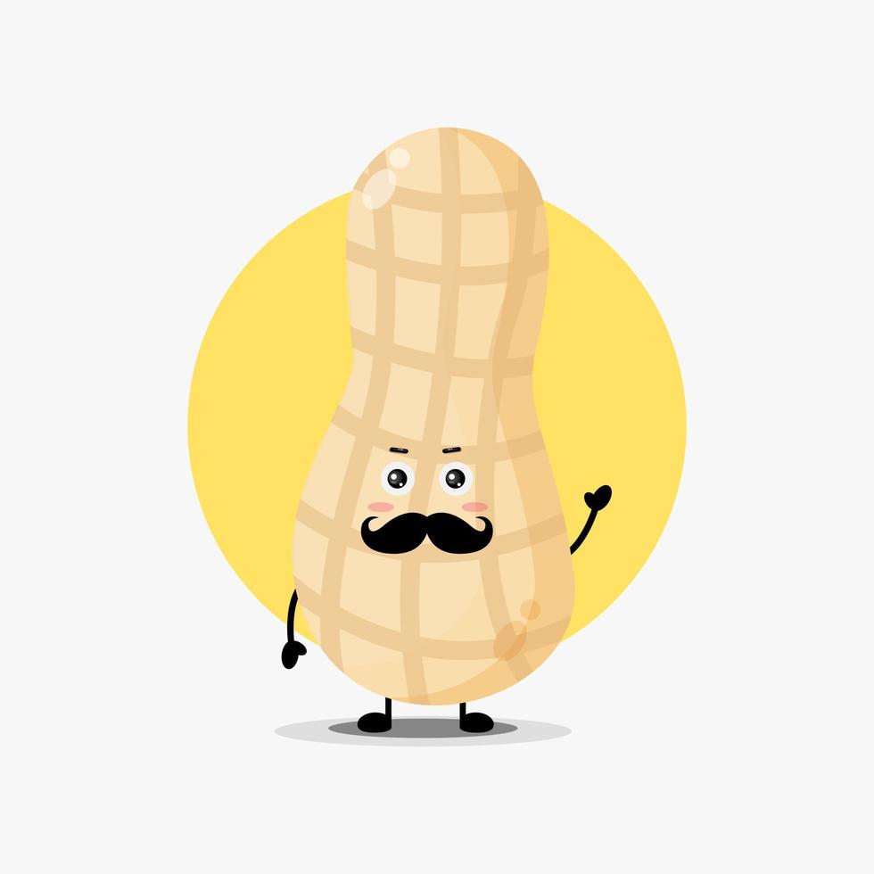 Cute peanut character with mustache vector