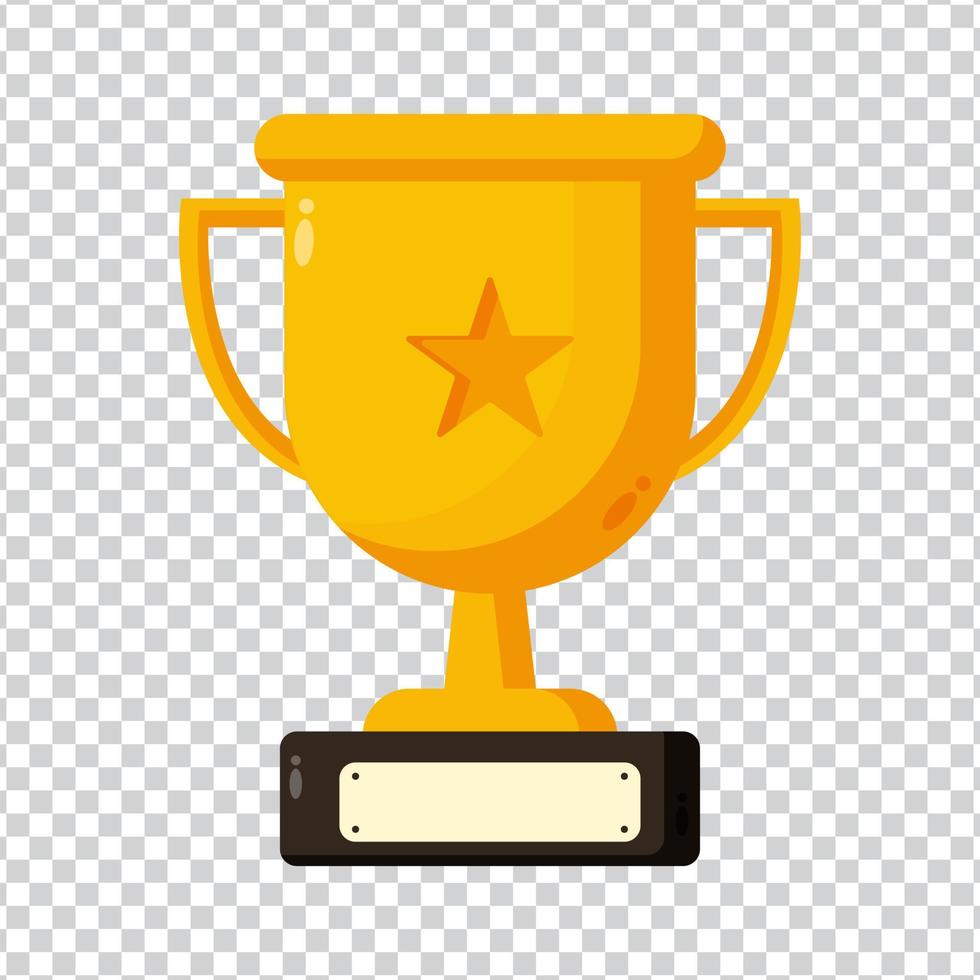 Gold trophy icon on transparent background vector