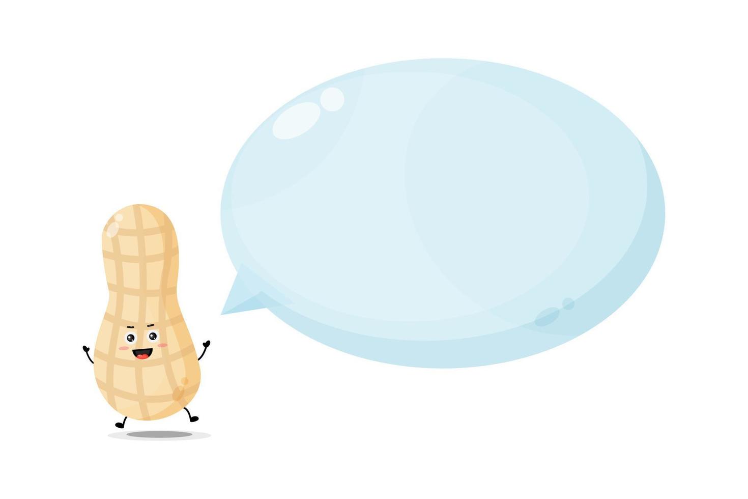 Cute peanut character with bubble speech vector