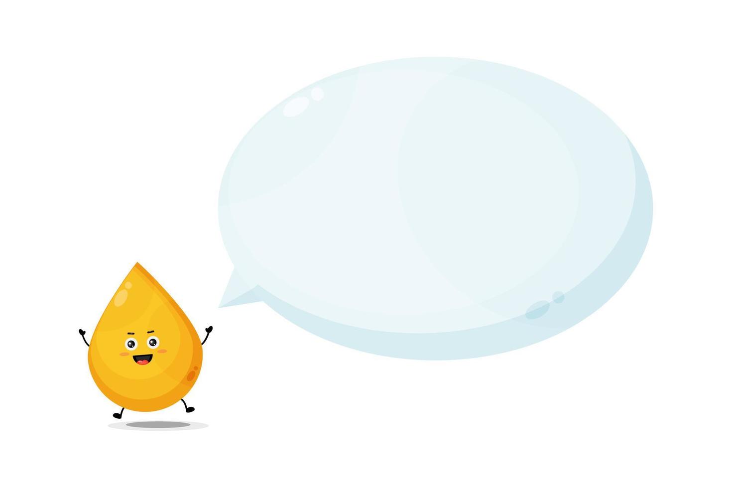 Cute golden liquid character with bubble speech vector