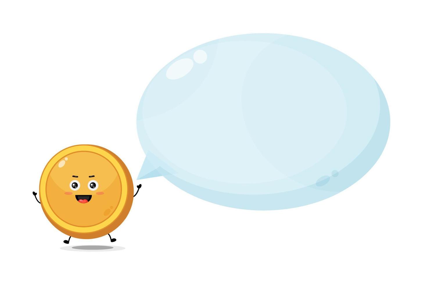 Cute coin character with bubble speech vector