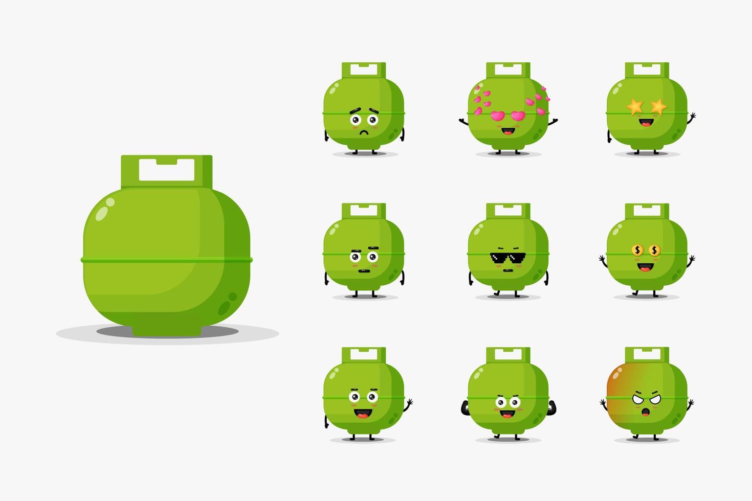 Cute lpg cylinder character design set vector