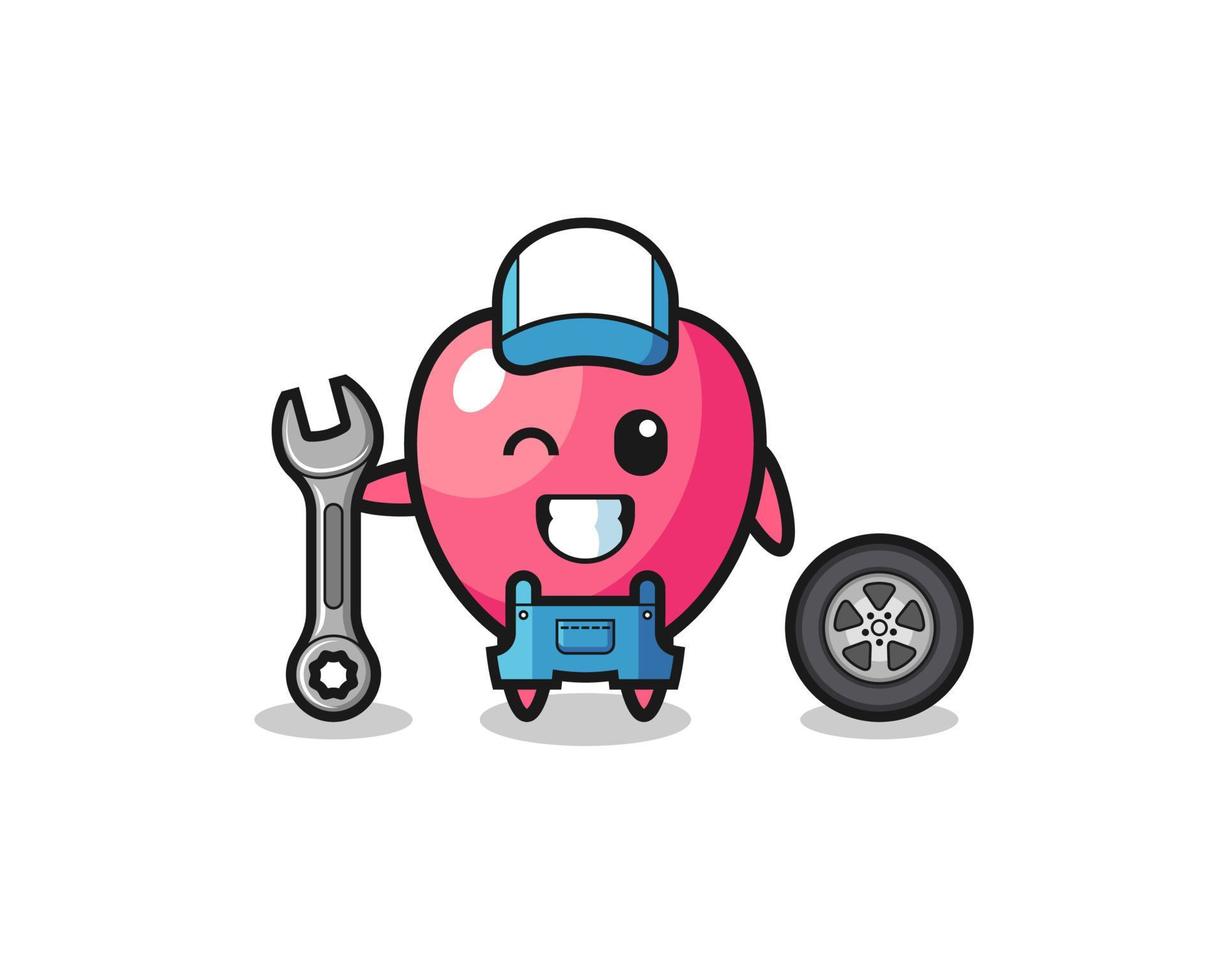 the heart symbol character as a mechanic mascot vector