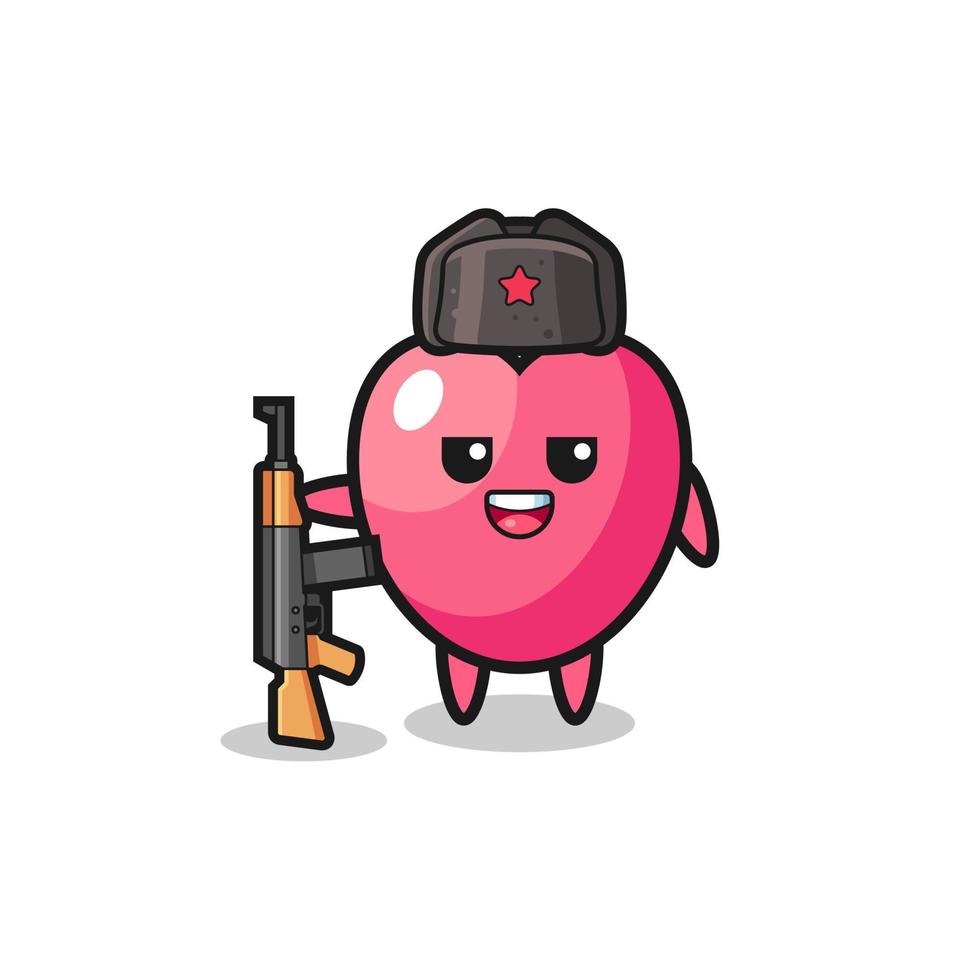 cute heart symbol cartoon as Russian army vector