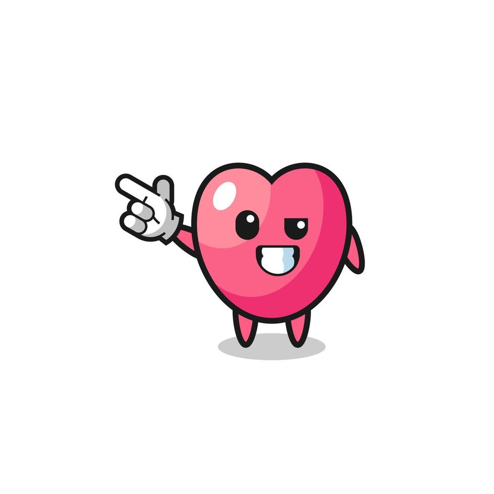 heart symbol mascot pointing top left vector