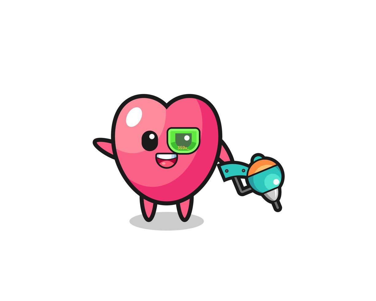 heart symbol cartoon as future warrior mascot vector
