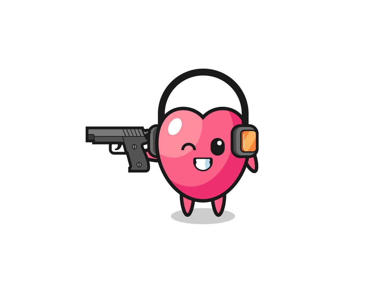 illustration of heart symbol cartoon doing shooting range vector