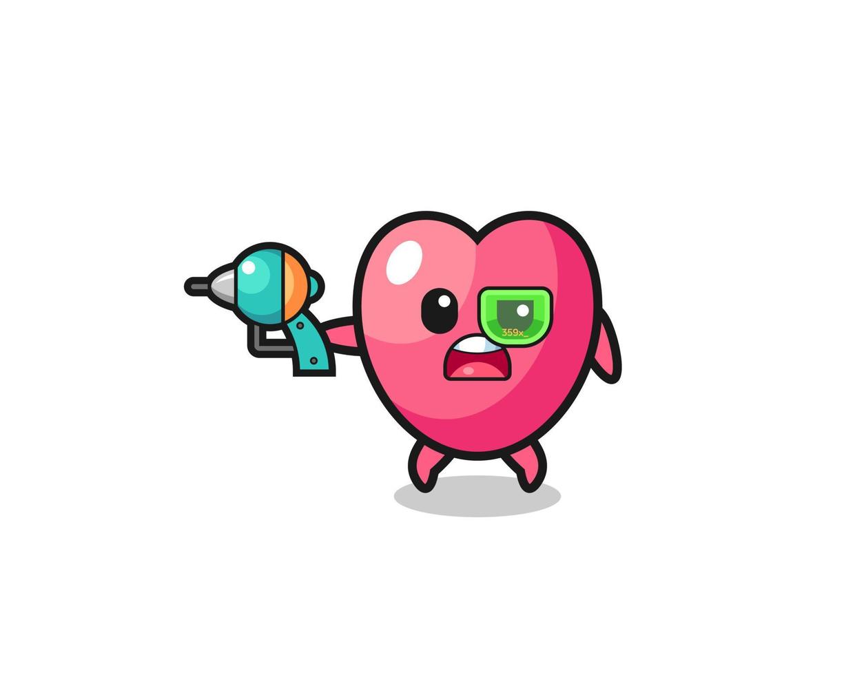 cute heart symbol holding a future gun vector