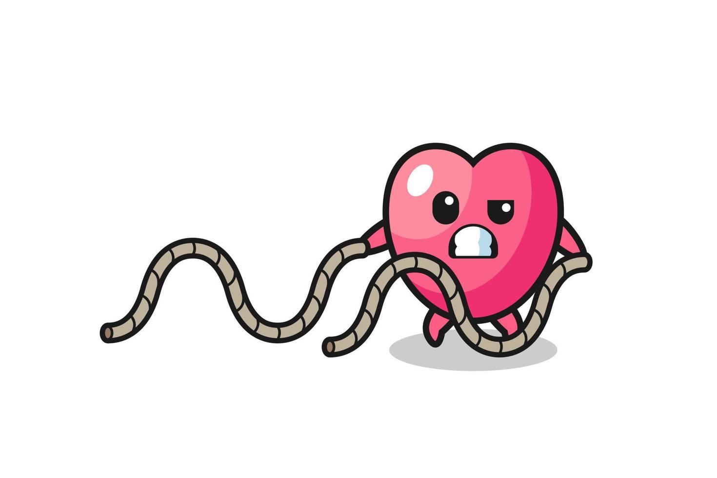 illustration of heart symbol doing battle rope workout vector