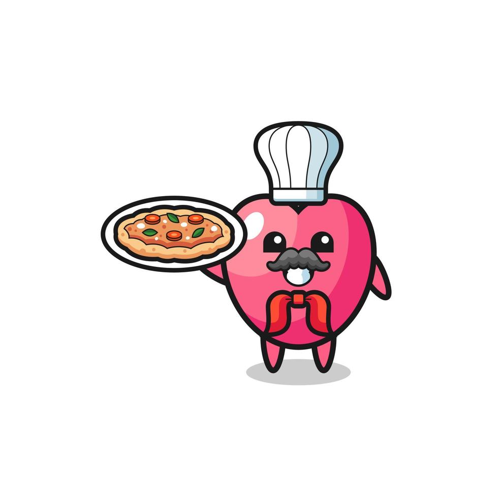 heart symbol character as Italian chef mascot vector