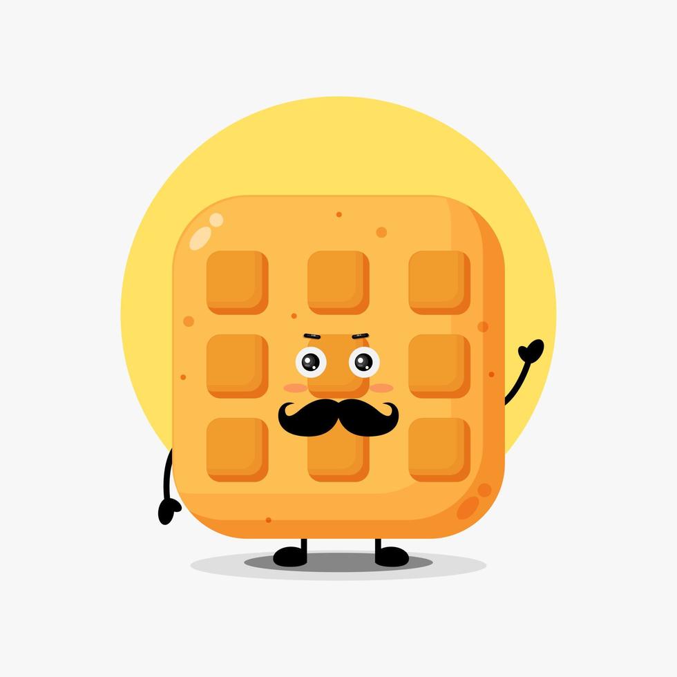 lindo personaje de gofre con bigote vector