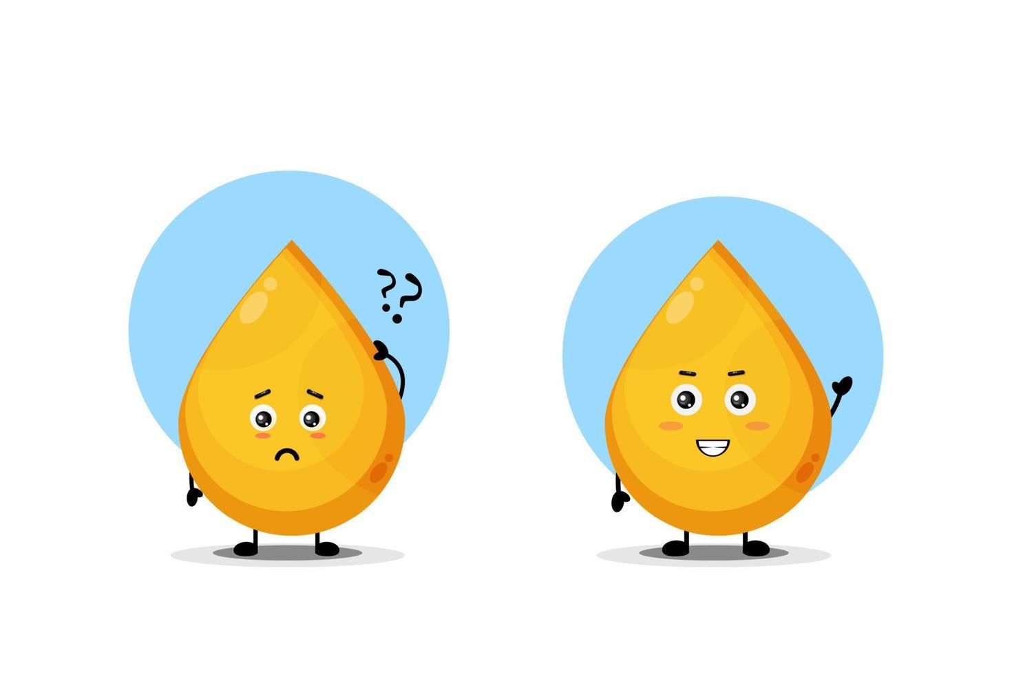 Cute golden liquid character with confused and happy expression vector