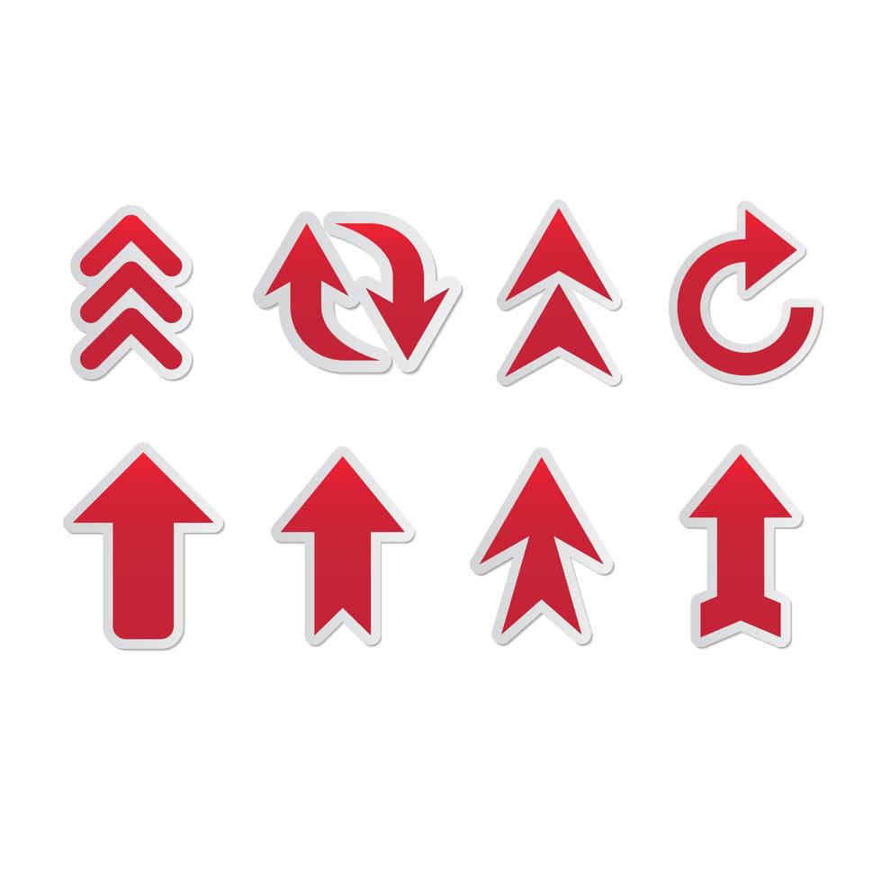 Set of red arrows template vector
