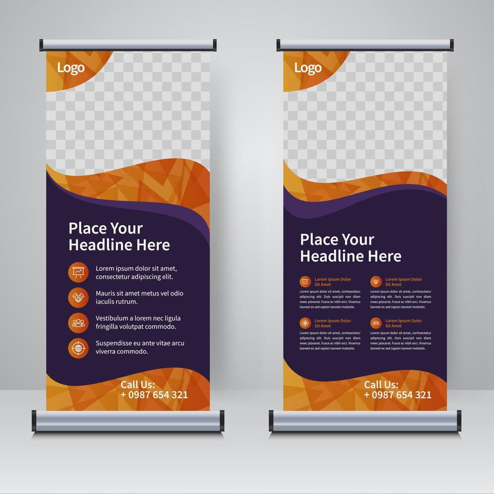 rollup corporativo o plantilla de diseño de banner x vector