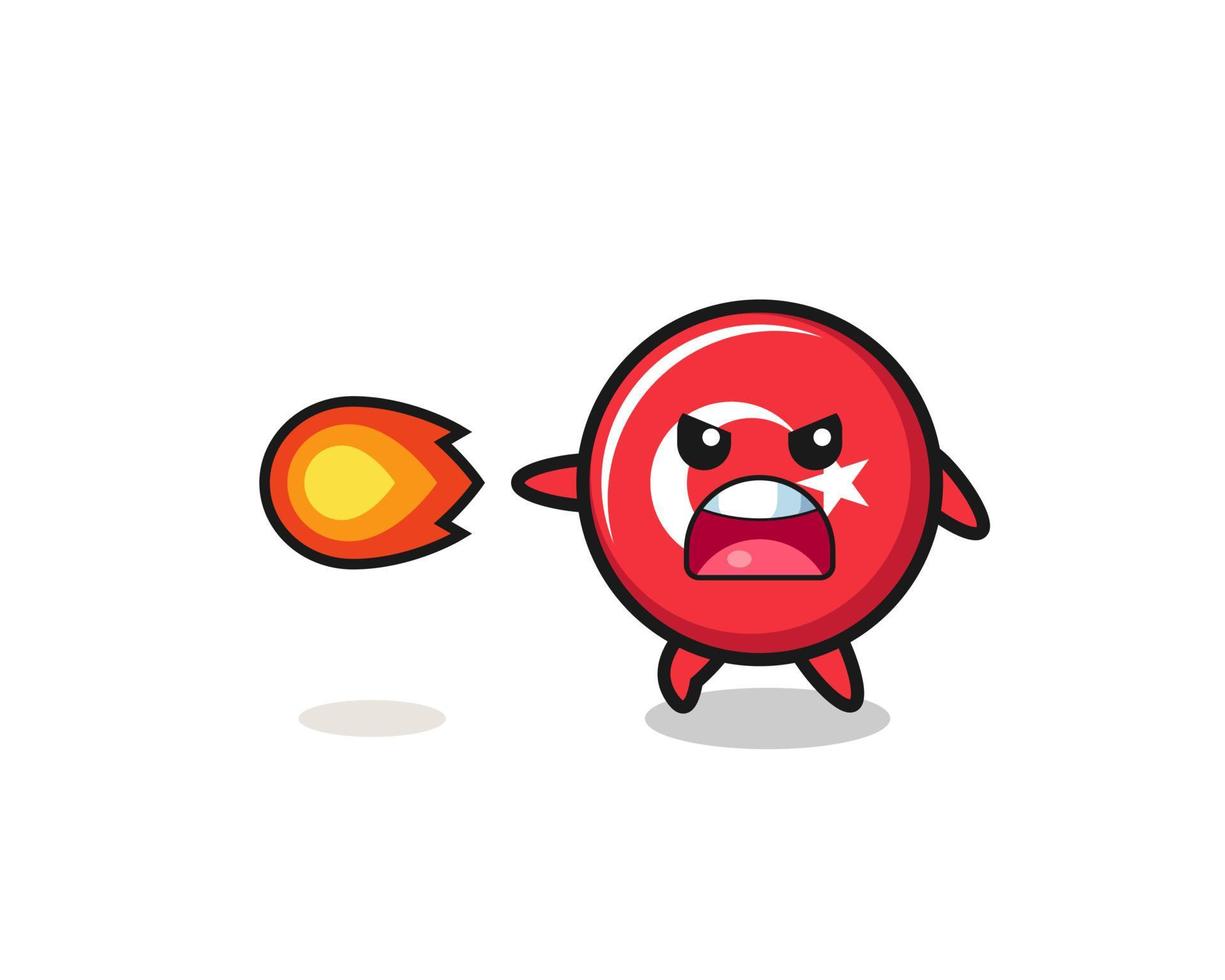 cute turkey flag mascot is shooting fire power vector
