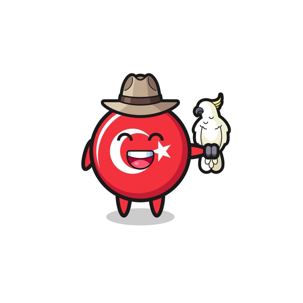 turkey flag zookeeper mascot with a parrot vector