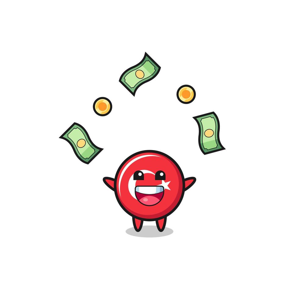 illustration of the turkey flag catching money falling from the sky vector