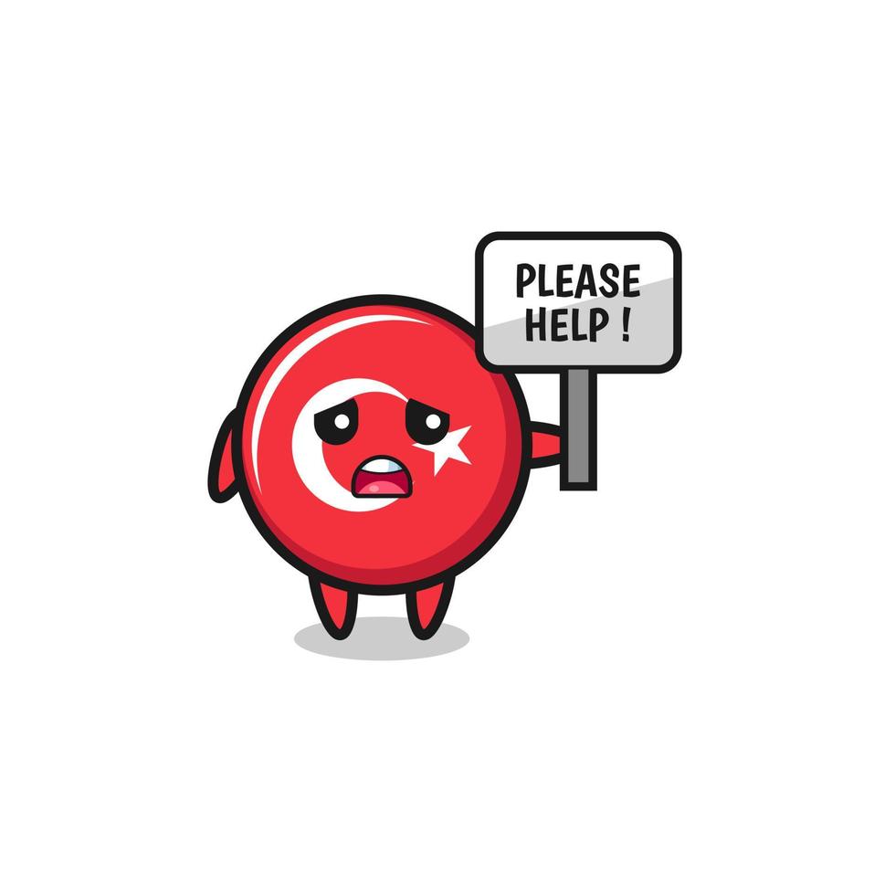 cute turkey flag hold the please help banner vector