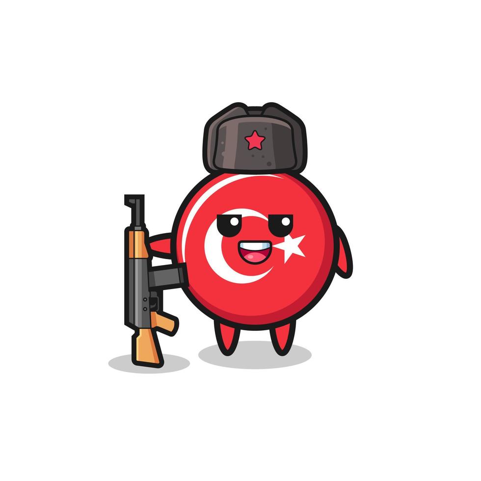 cute turkey flag cartoon as Russian army vector
