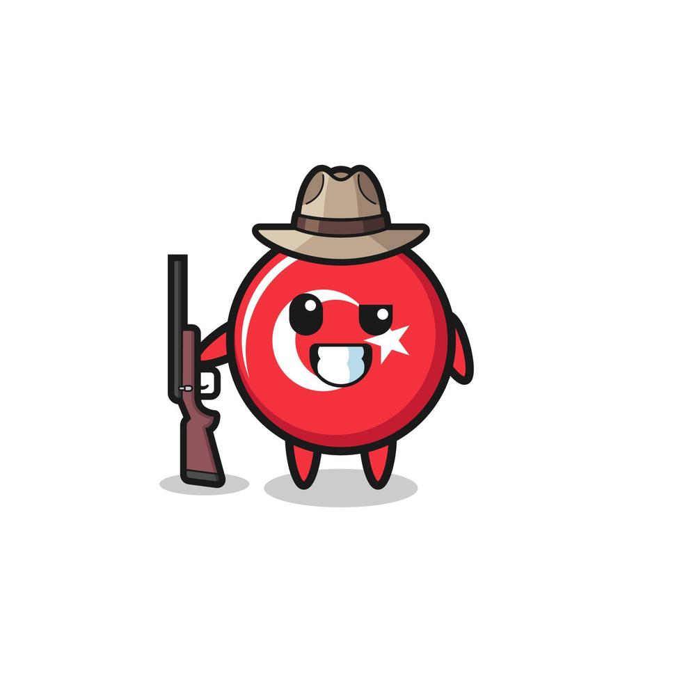 turkey flag hunter mascot holding a gun vector