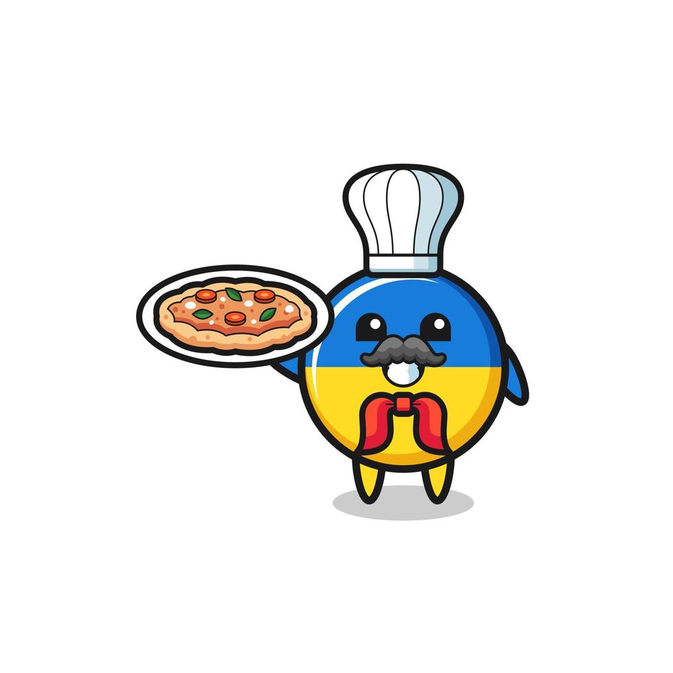 ukraine flag character as Italian chef mascot vector
