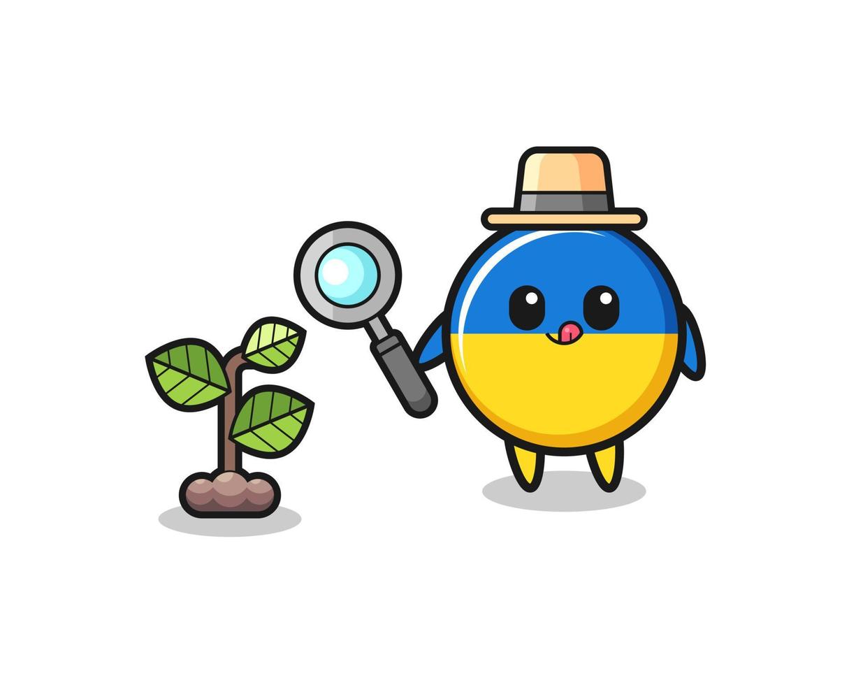 cute ukraine flag herbalist researching a plants vector