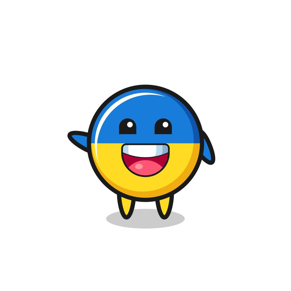 happy ukraine flag cute mascot character vector