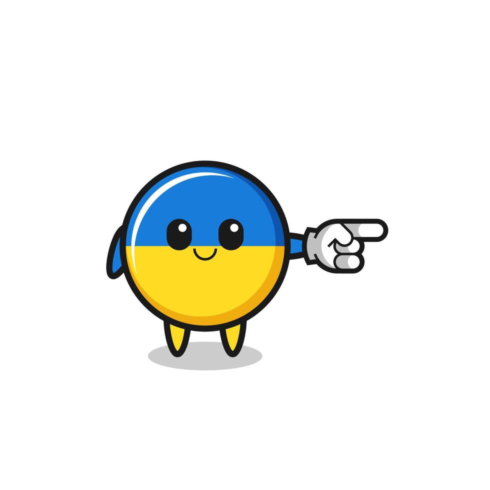 ukraine flag mascot with pointing right gesture vector