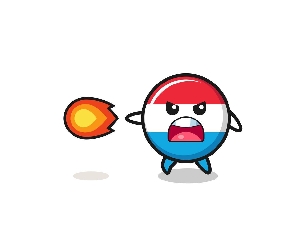 cute luxembourg mascot is shooting fire power vector