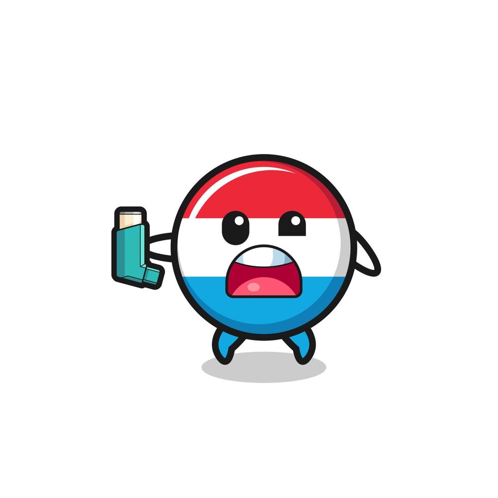 luxembourg mascot having asthma while holding the inhaler vector