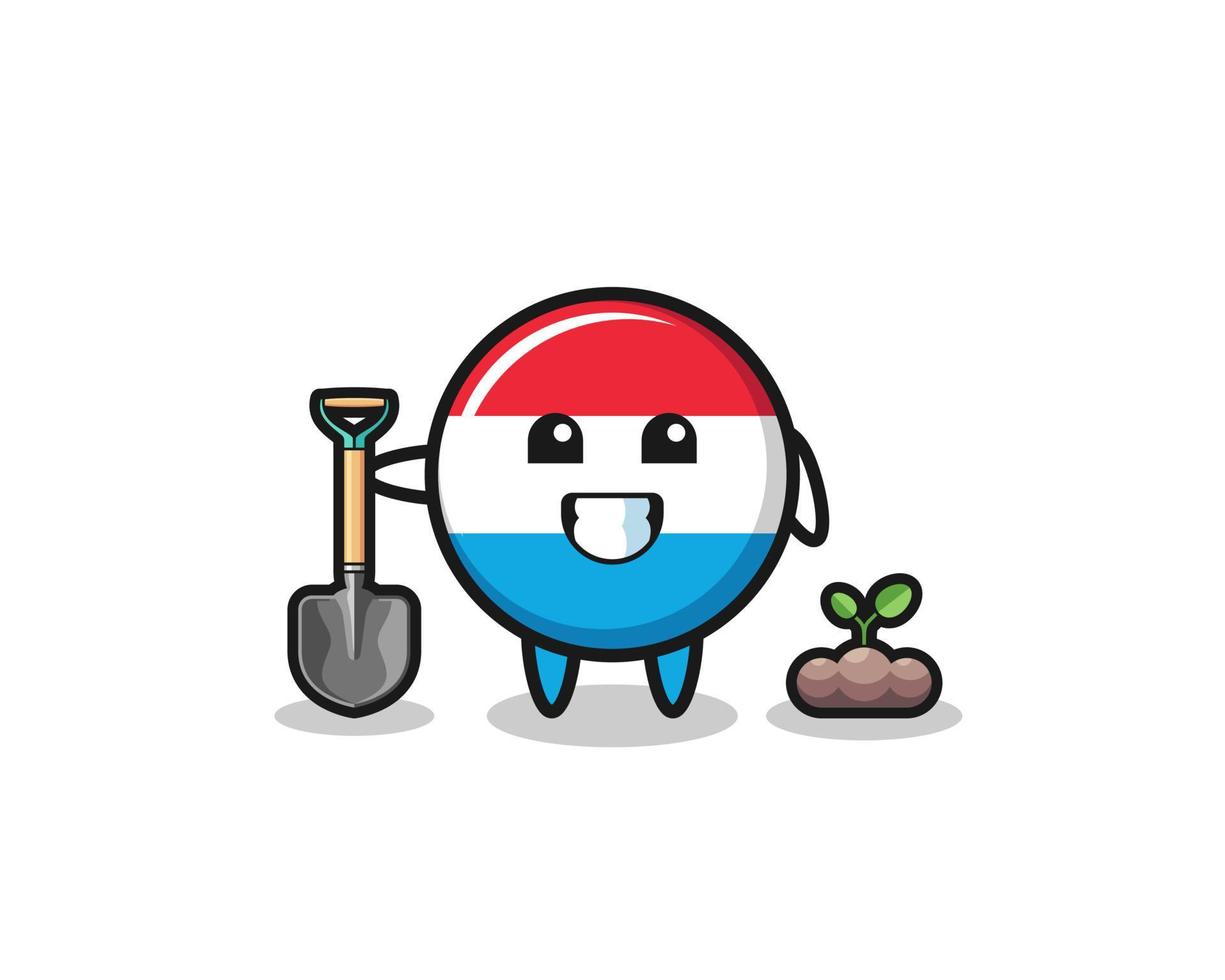 cute luxembourg cartoon is planting a tree seed vector