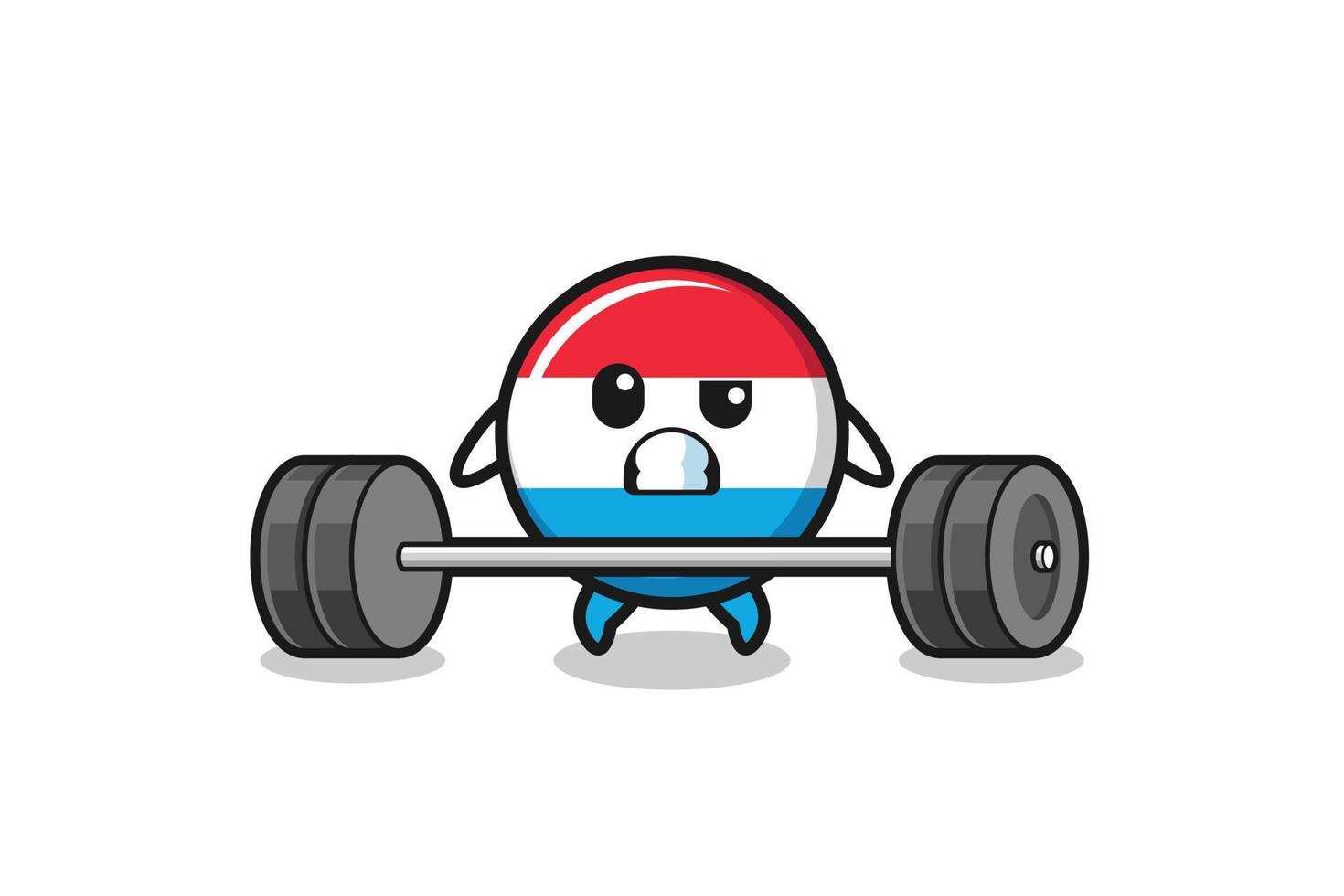 cartoon of luxembourg lifting a barbell vector