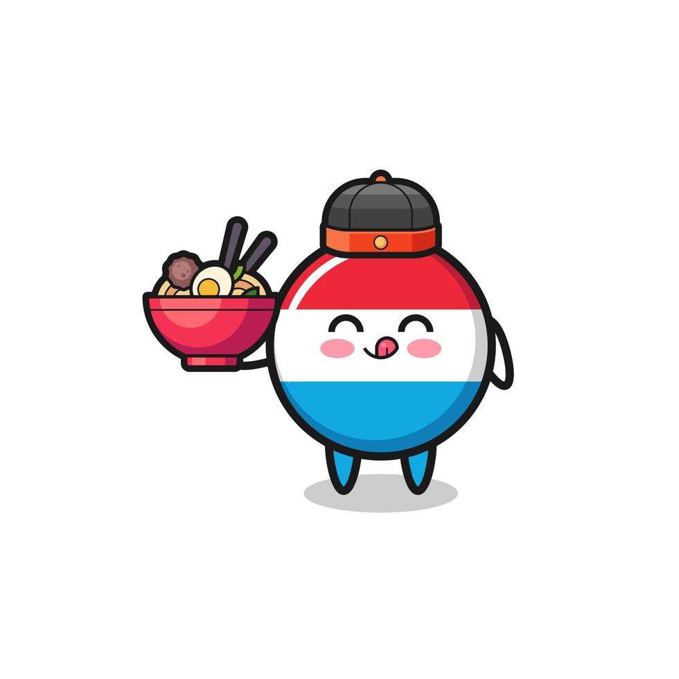 luxembourg as Chinese chef mascot holding a noodle bowl vector