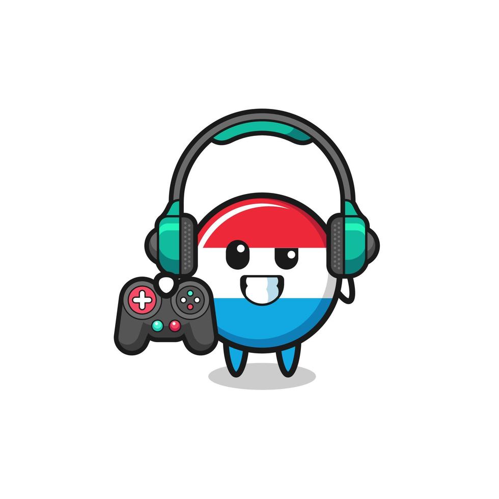 luxembourg gamer mascot holding a game controller vector