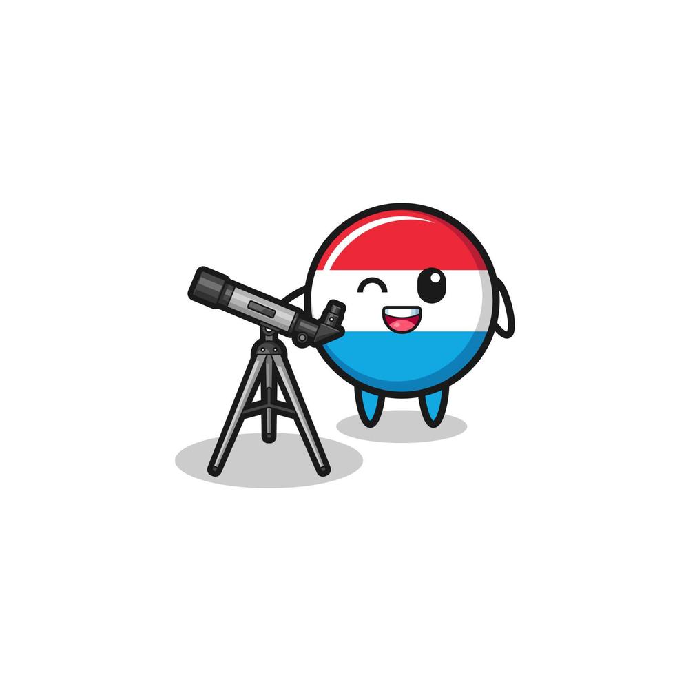 luxembourg astronomer mascot with a modern telescope vector
