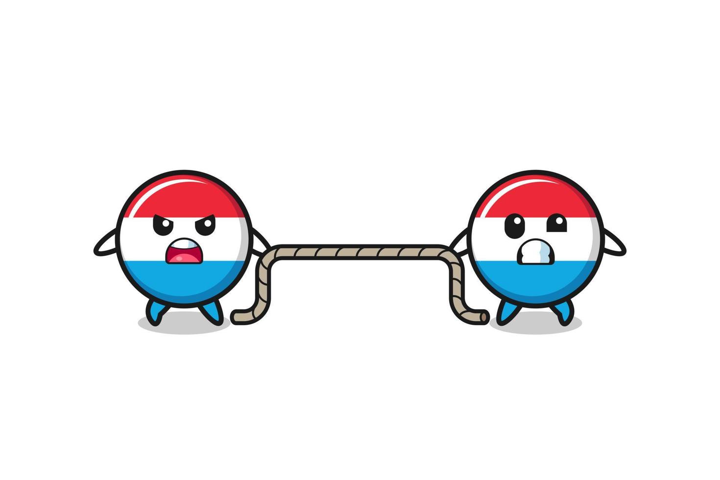 cute luxembourg character is playing tug of war game vector