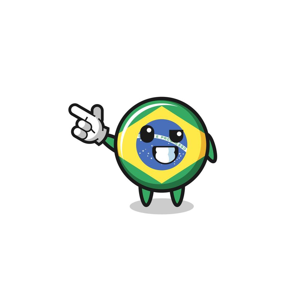 Mascota de la bandera de Brasil apuntando hacia la parte superior izquierda vector