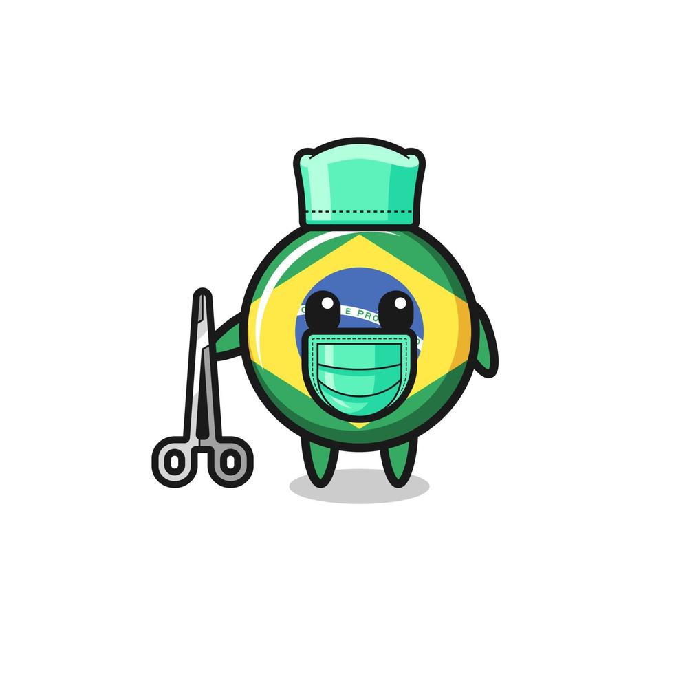 surgeon brazil flag mascot character vector