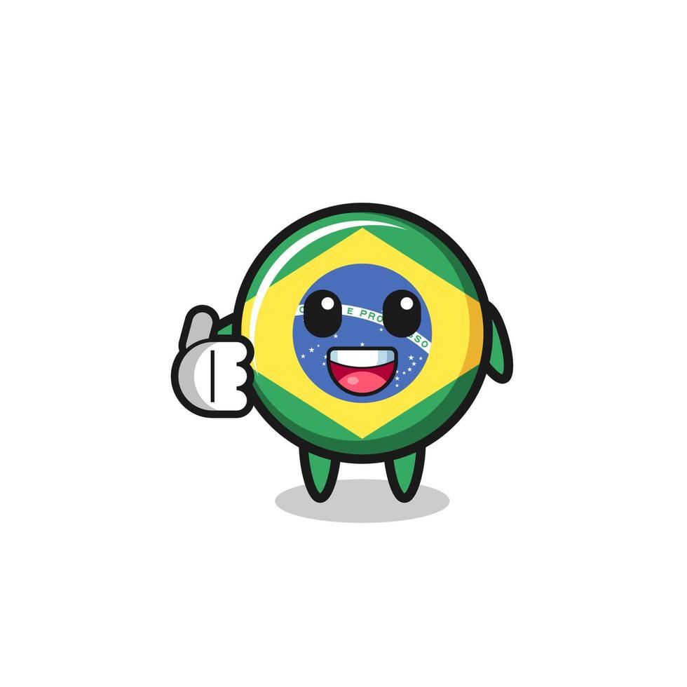 Mascota de la bandera de Brasil haciendo pulgares arriba gesto vector