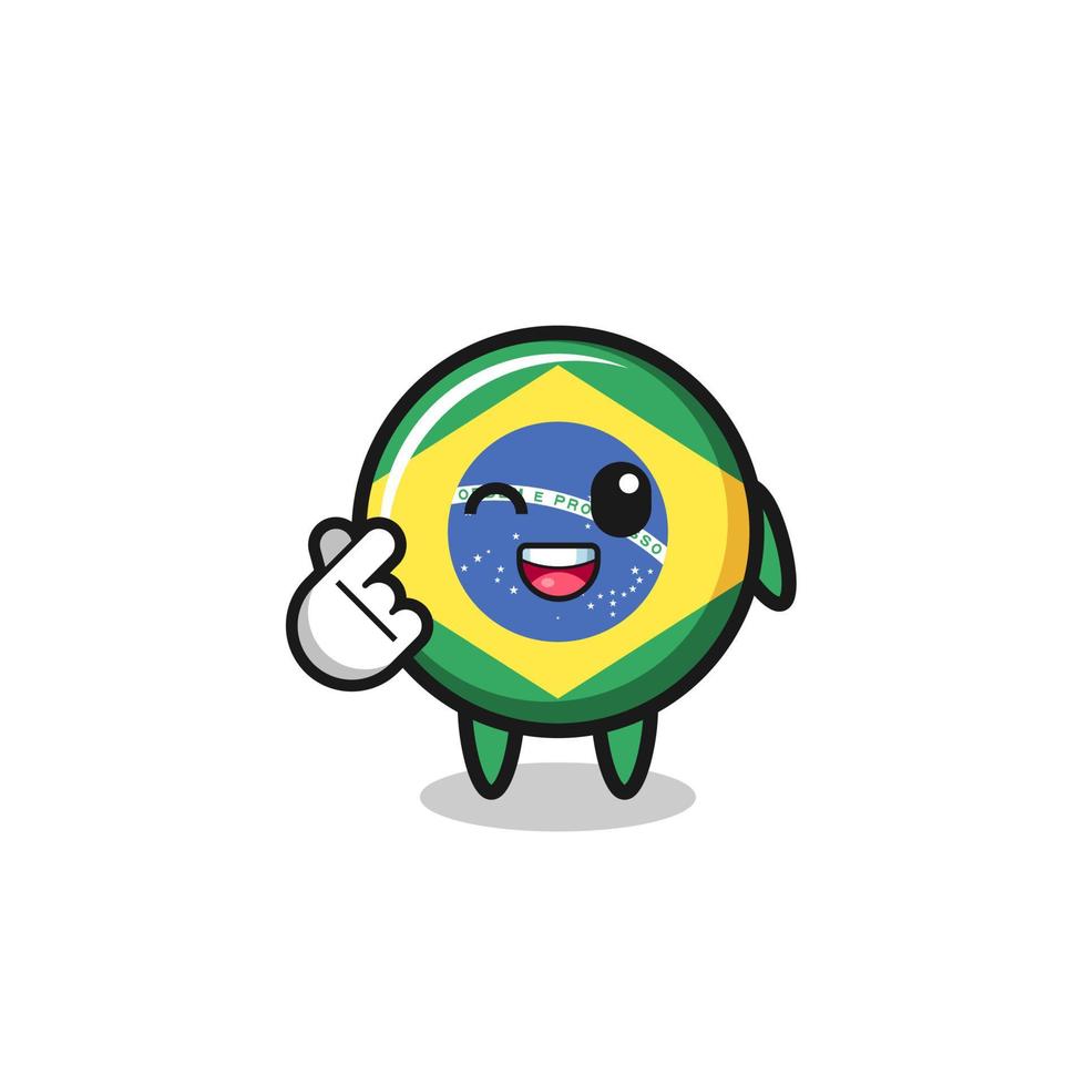 brazil flag character doing Korean finger heart vector