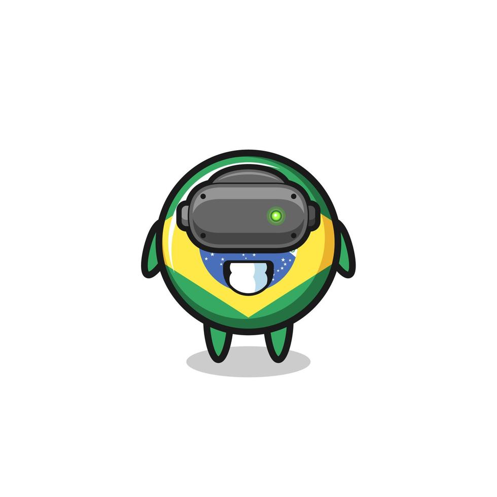 linda bandera de brasil con auriculares vr vector