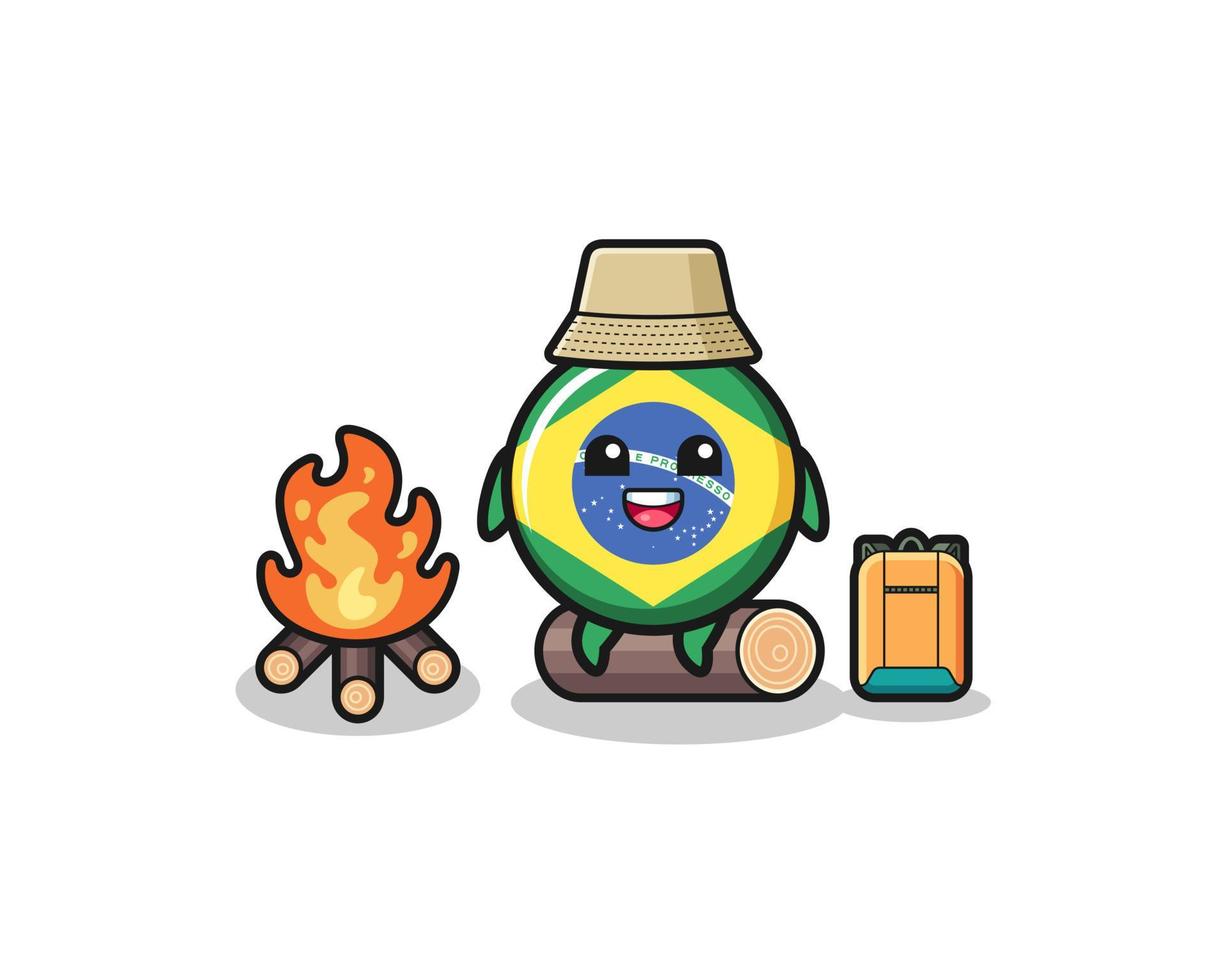 camping illustration of the brazil flag cartoon vector
